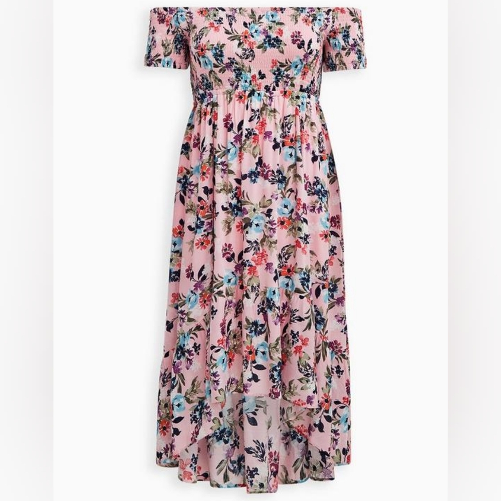 Torrid Floral Off-Shoulder High Low Dress